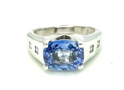MAGNIFIQUE BAGUE OR 18 CARATS - Saphir et diamants 0,20 carat - 8,13 g - Photo 1/4