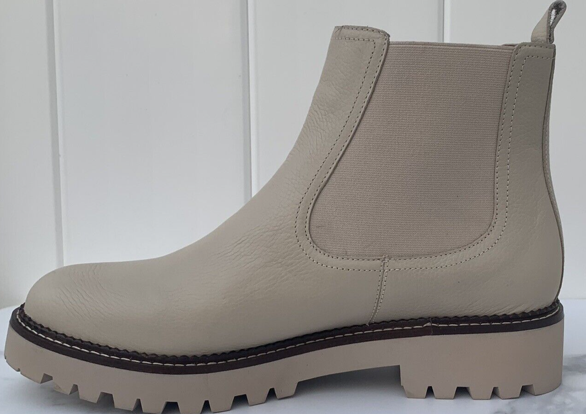 Caslon Miller Taupe Leather Chelsea Boot Lug Sole Water 
