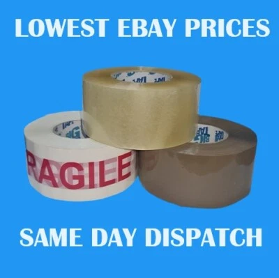 PACKAGING TAPE 48MM X 150M CLEAR BROWN FRAGILE STRONG SEALING ROLL BIG TAPE