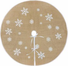 48"Christmas Tree Skirt, Natural Burlap with Brown Color for Displaying Presents