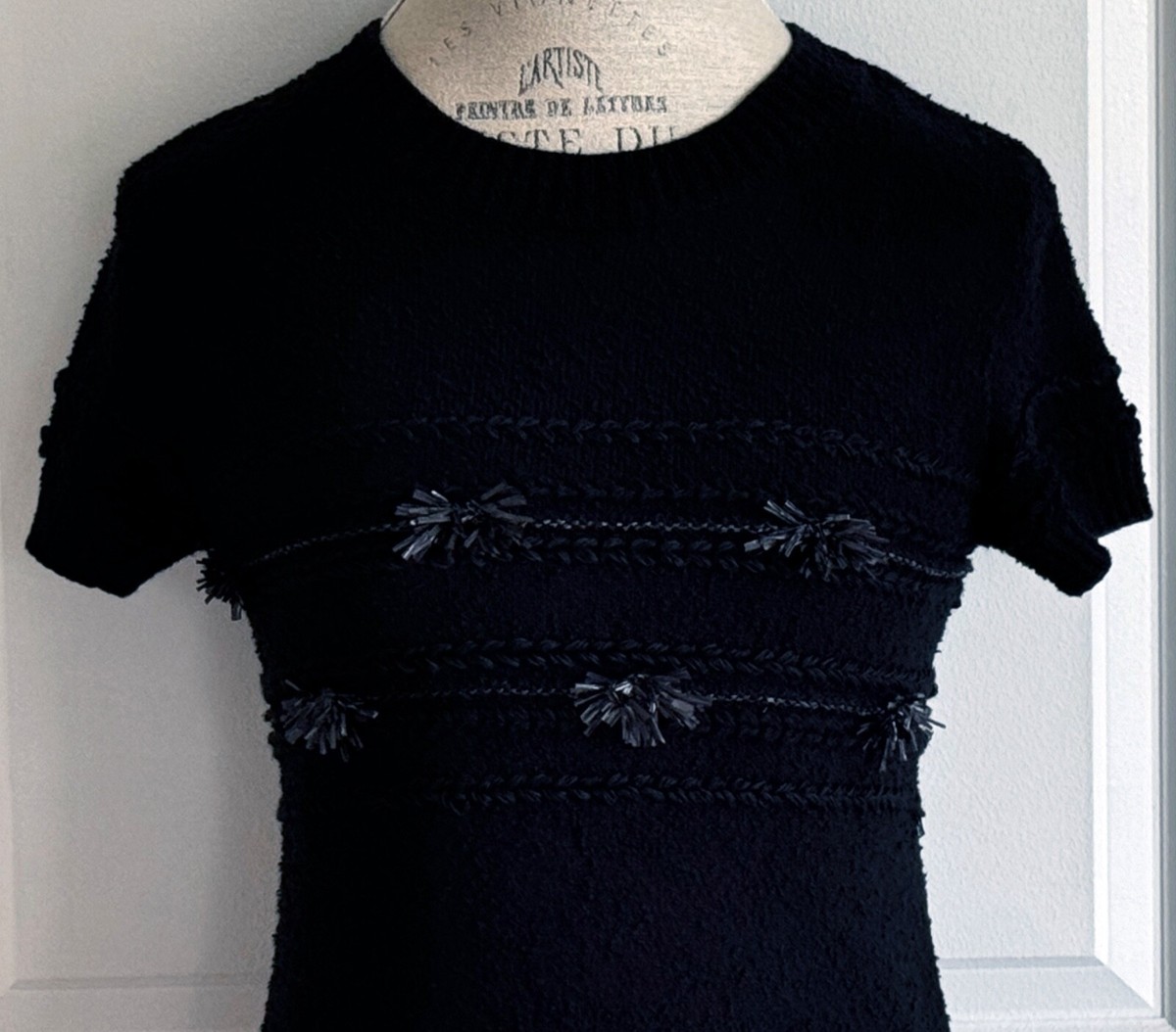 CHANEL 19P BLACK SHORT SLEEVE MINI DRESS 38 | eBay