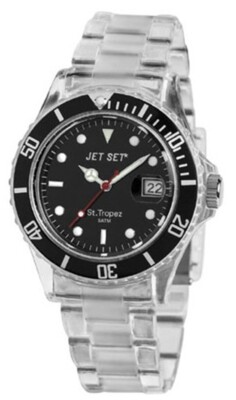 Jet Set Herrenuhr Polycarbonat Uhr Armbanduhr 40mm Datum 3-Zeiger  Neu  #069