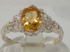 Luxurious Solid 925 Sterling Silver Natural Citrine Solitaire Engagement Ring