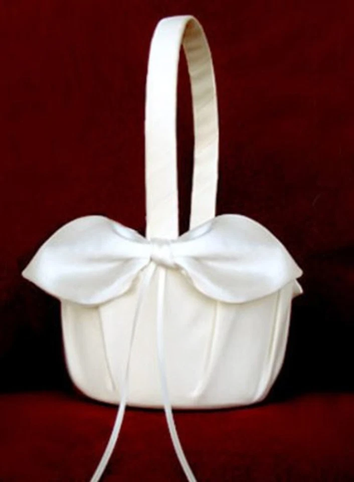 Boda nudo nudo canasta flor niña lazo satinado marfil rosa marrón nuevo Foto 4 de 4