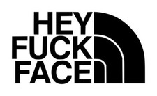 Hey Fuck-Face Decal 1 2.5"x4.75" Choose Color