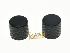 2x Black Guitar Bass Flat Top Barrel Knobs 18mm Diameter Tele Guitar Knobs
