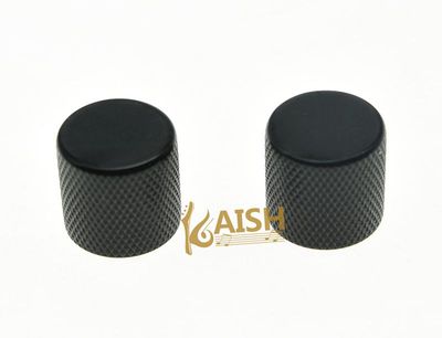 2 schwarze Flat-Top-Barrel-Regler für Gitarre Bass 18 mm Durchmesser Tele-Gitarren-Regler
