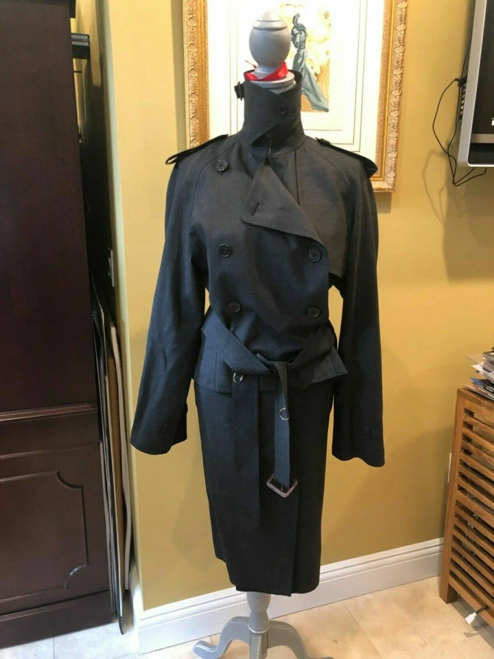 FABULOSO TRAJE HERMES carbón lana virgen talla 40 (US 6/8) NUEVO SIN ETIQUETAS hecho en Francia Foto 2 de 4