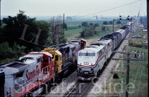 Original Slide Amtrak & Santa Fe at Edelstein IL