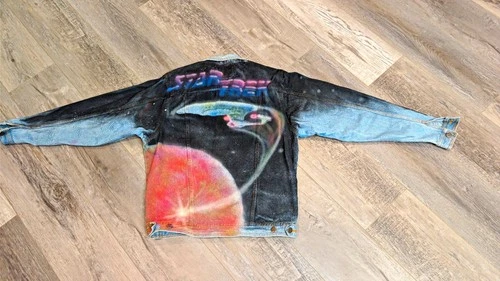 Vintage Custom Airbrushed  Star Trek Denim Jacket - 1990's Medium - Enterprise - product listing photo
