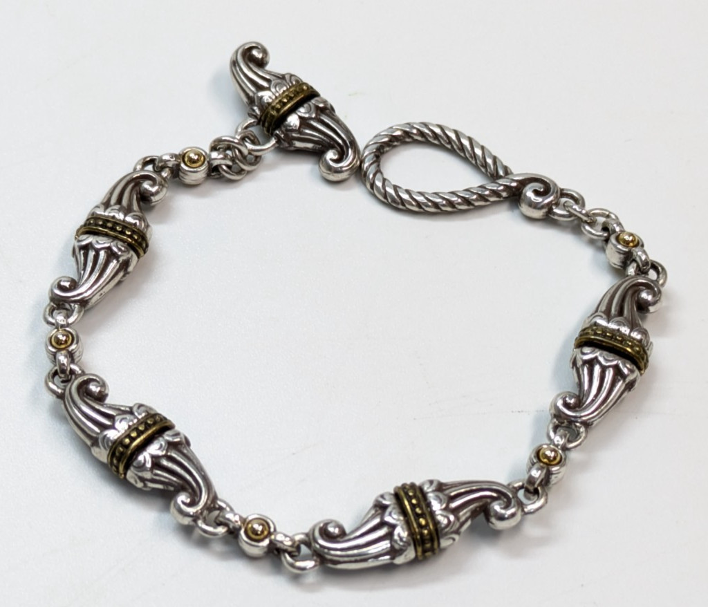 Brighton Scroll Toggle Bracelet Silver Plated Gol… - image 2