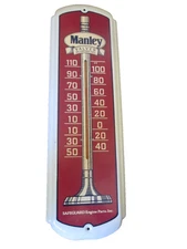 VINTAGE MANLEY VALVES SHOP WALL THERMOMETER  EXCELLENT CONDITION LARGE 27X8 IN.