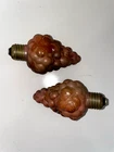 Pair Vintage Working Figural Grape Cluster Christmas Glass Light Bulbs 3.75 Inch