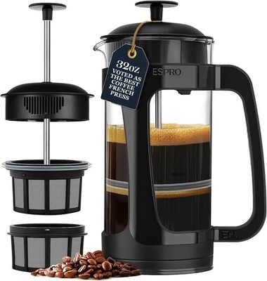 ESPRO Light P3 French Press Coffee Maker   Patented Double 32 oz, Black