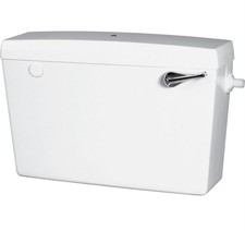 LOW LEVEL SIDE ENTRY EXPOSED PLASTIC WC TOILET WALL MOUNTED LEVER CISTERN SET