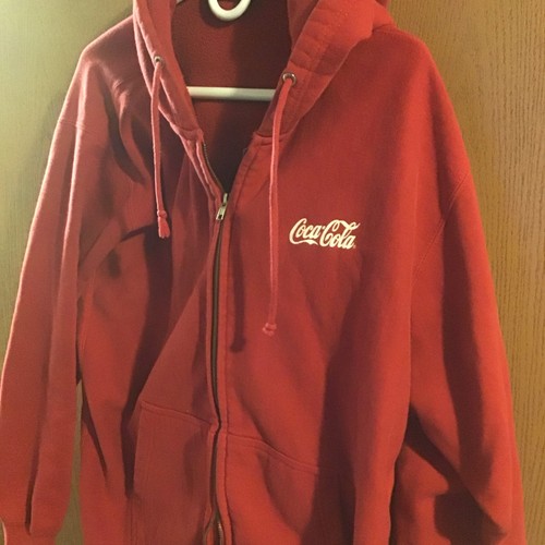 Coca-Cola Red Full Zip Hoodie Sweatshirt Jacket - Soda Theme