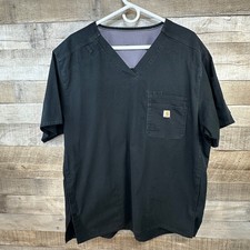 Carhartt Mens Ripstop Utility Scrub Top Medical Uniform Black Grid Weave Size L