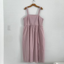 A New Day Sundress Dress 2XL Pink Striped Pinafore Jumper Side Pockets Shift