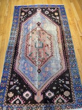 vintage LILIHAN Rug 3’7x6  C. 1940  Distressed Condition, Gorgeous Colors