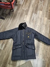  RefrigiWear Mens Insulated Iron-Tuff Siberian Black Freezer Coat Sz M Nylon Fur