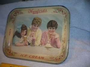 ca. 1915 hanfords Ice Cream metal tray made by kaufmann and strauss co. new york