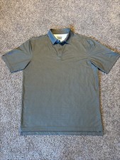Straight Down Performance Golf Mens Polo Olive Green Geometric Print Size: L 