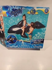 H2O Go! Ride-On Jumbo Whale Orca Float Swimming Pool Inflatable Black White! New