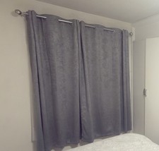 Dunelm Luxury Oxford Chenille Charcoal Grey Eyelet Curtains 66"x72" (W x L)Pair