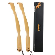 2-Pack Bamboo Back Scratchers for Adults - 17 Inch Curved Long Handle