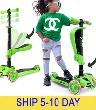 Hurtle 3-Wheeled Scooter for Kids - Wheel LED Lights, Adjustable Lean-to-Steer H