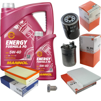 MAHLE Inspektionspaket 6 L MANNOL Formula 5W-40 für VW Caddy II Kasten 1.9 SDI