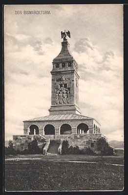 Starnberg, Bismarck Tower under a cloudy sky, postcard