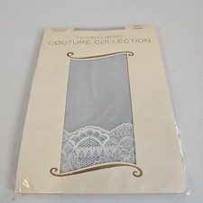 NEW Vintage VICTORIA'S SECRET THIGH HIGH Stockings Nylons Silver Metallic Size M