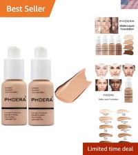 2 Pack PHOERA Foundation,Full Coverage Flawless Soft Matte 24HR Oil Control L...