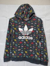 Adidas All Over Print AOP Logo Pullover Hoodie Cotton Blend Youth Large 13/14 
