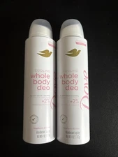 2x Dove Whole Body Deodorant Cooling Sprays Raspberry Rose Scent Aluminum Free