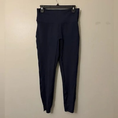 SPANX Dark Blue Full Length Leggings w/ Slit Detail, Size Medium Tall