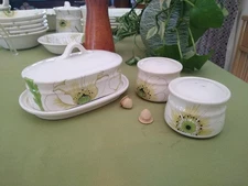 Metlox Poppy Trail MATILIJA  "White Poppy" Serving Pieces (3)