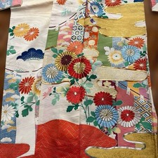 Pure Silk Embroidered Long Kimono  6-piece Obi Set