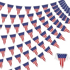 30Ft USA Flag Pennant Banner Patriotic 4th of July Party Decor Outdoor Hanging