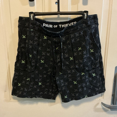 Pair of Thieves Men's XL Boxer Shorts Black/Gray Cross Pattern Cotton Blend