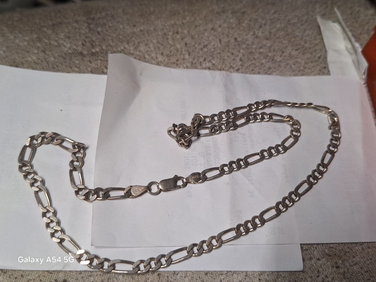 Solid 925 Sterling Silver Figaro Link Chain Neckl… - image 1