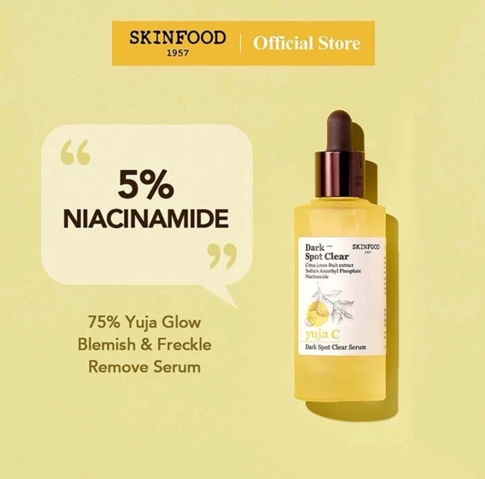 SKINFOOD Yuja C Suero Transparente Manchas Oscuras 50 ml - Iluminador y Corrector de Manchas EE. UU. Foto 4 de 4