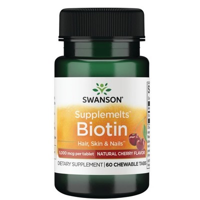 Swanson Supplemelts Biotin - Natural Cherry Flavor 60 Chwbls 5000 mcg - Beauty