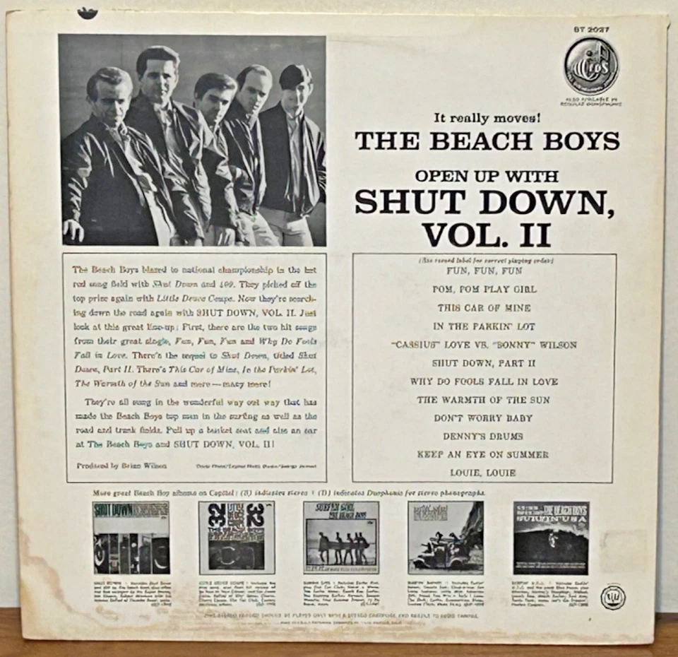 THE BEACH BOYS Shut Down Volume II 1964 CAPITOL Stereo LP VG/VG++ Play Tested - Image 2 of 2