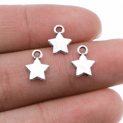 70PCS Silver Tone Metal Tiny Star Charm Pendant, Celestial Charm XCS268