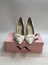 Nina Bernina-LS Ivory Luster Pointed Toe Bow Pumps Heels DS OG All Size 7