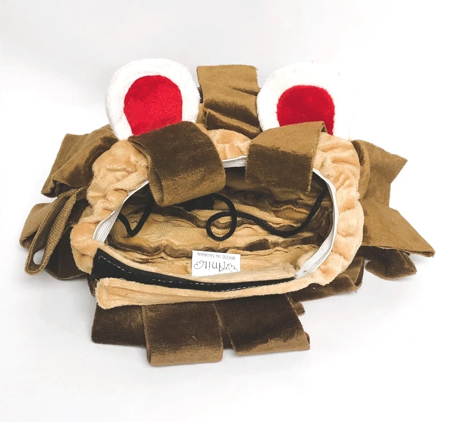 Lion Dog Headpiece Brown Costume with Red Ear Accent. Large/Medium/Small - Image 2 of 2