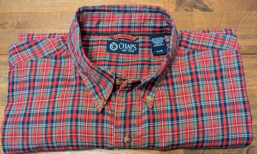 CHAPS BUTTON DOWN PLAID LIGHTWEIGHT BRUSHED COTTO… - image 4