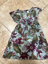 Tea Tropical Leaf Print Linen Dress Size 6